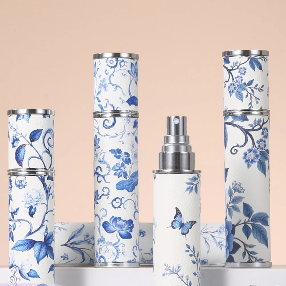 Perfume Bottle Stylish Blue And White Porcelain Bottle Portable Atomizer Bottle Travel-Size Mini Portable Perfume Spray