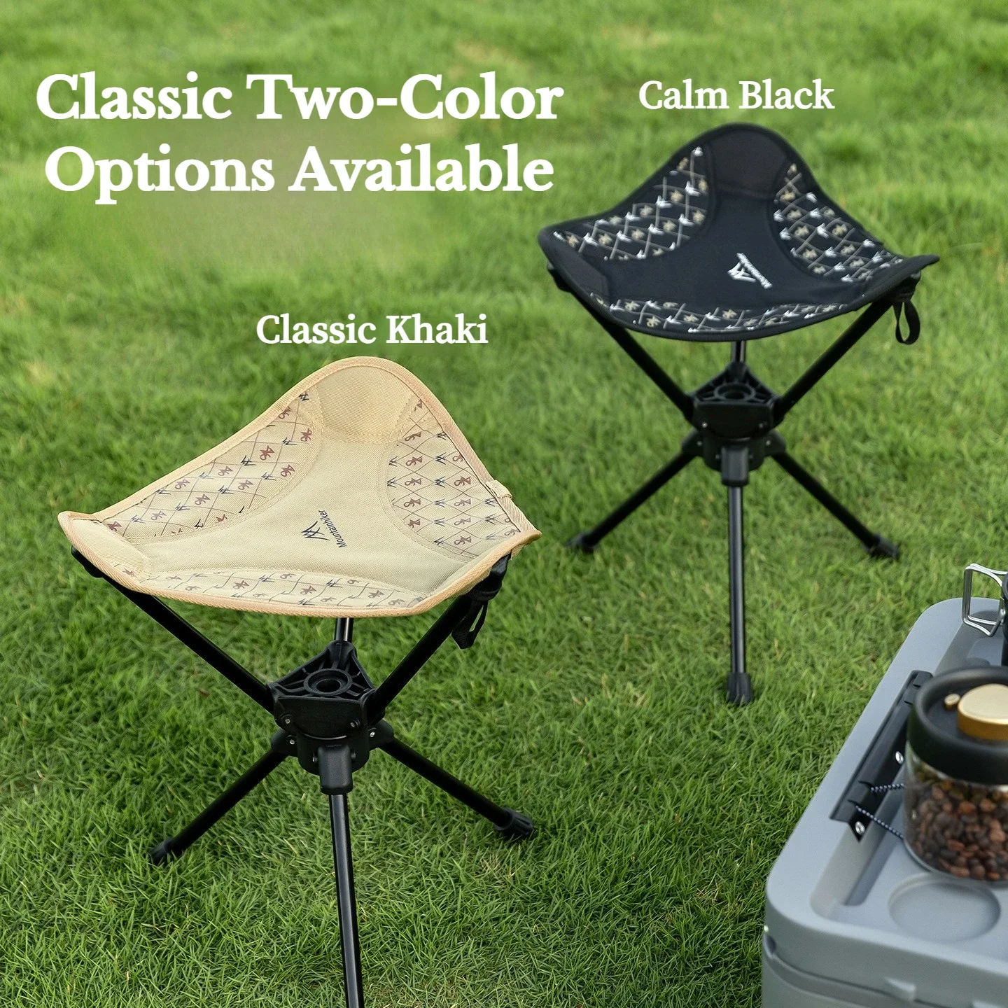 MOUNTAINHIKER Ultralight Portable Folding Stool, Compact Outdoor Camping Chair, 360° Rotation, Picnic, Fishing, Camping Stool