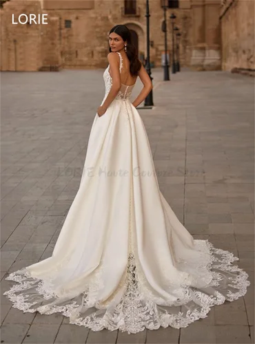 Imagen 2 del producto LORIE-vestido de novia de encaje, corte en A, apliques, sin mangas, espagueti, sin tirantes, sin espalda, personalizado, 2025