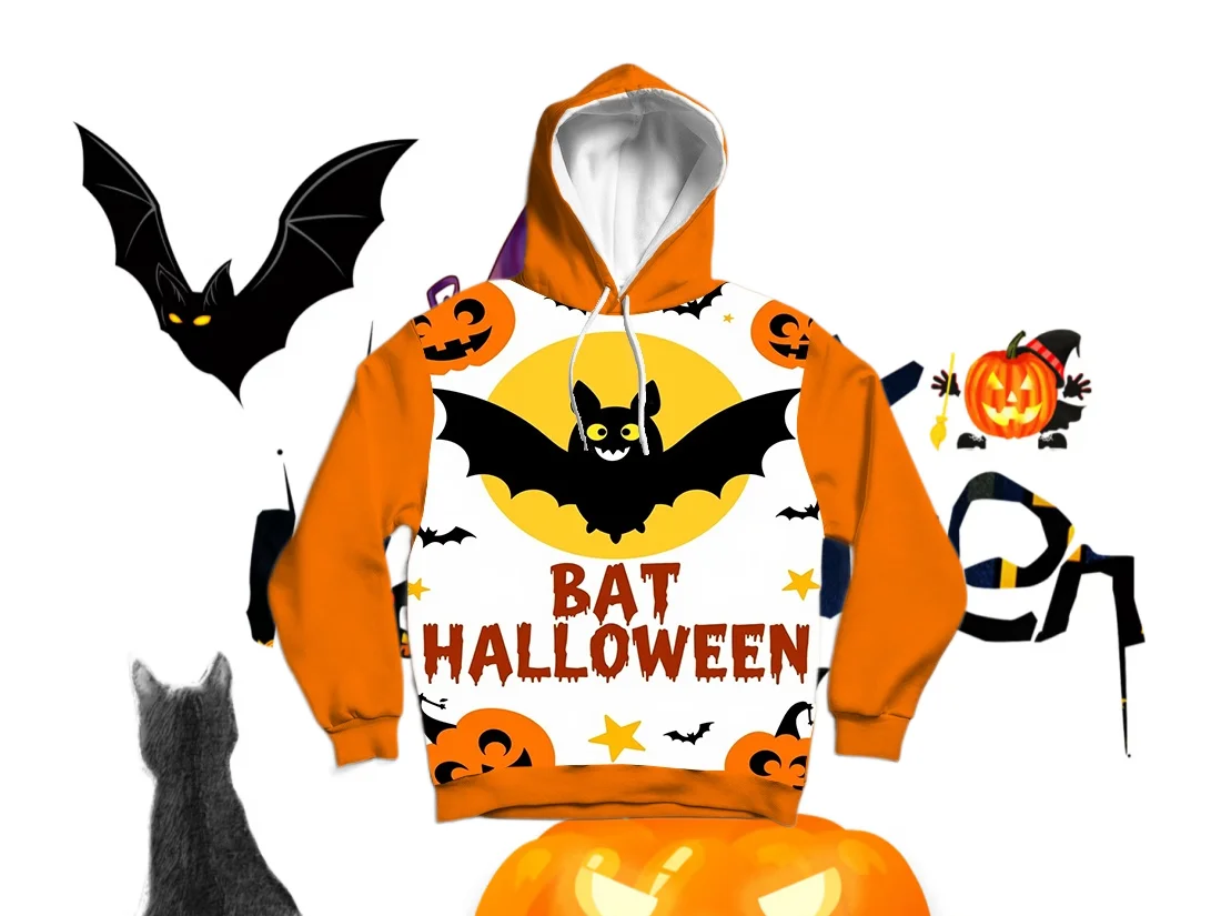 

2025 NEW Latest Autumn/Winter Halloween Elements 3D Printed Hoodie Large Adult Same Size Female Same Size Original Design Top