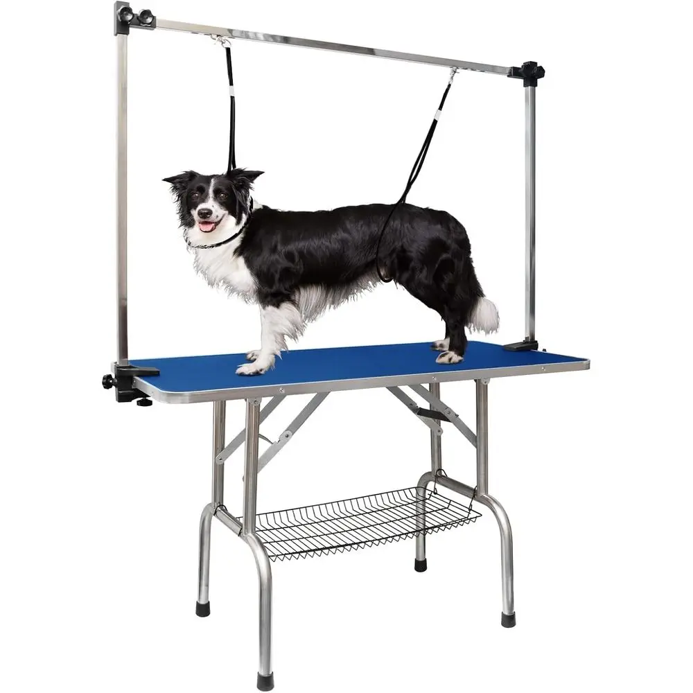 

42 Inch Dog Grooming Table, Adjustable Home Pet Grooming Tables with Arm/Noose/Mesh Tray