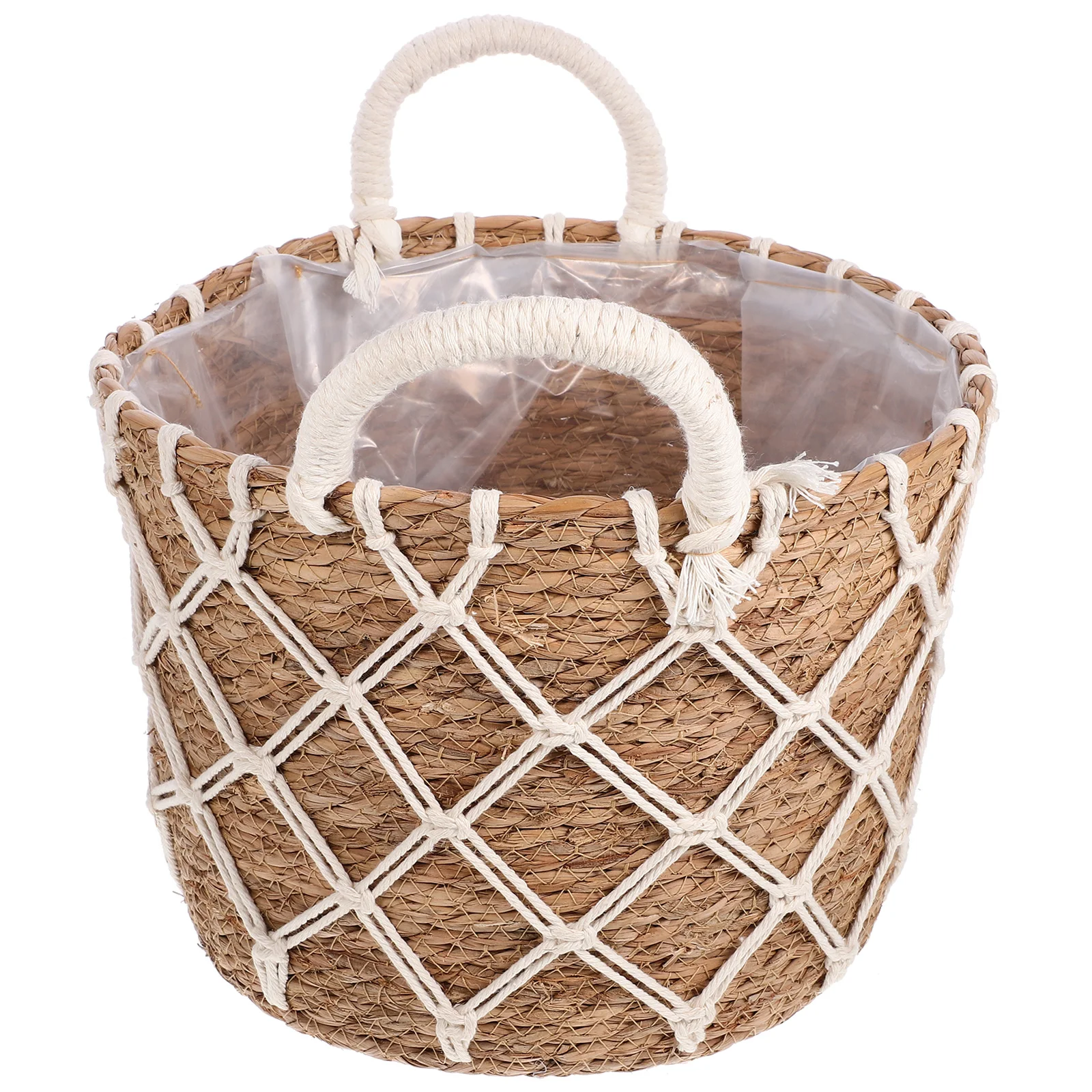 

Hand Woven Flower Basket Compact Lightweight Storage Basket Planter Indoor Durable Straw Decorative Pastoral Style