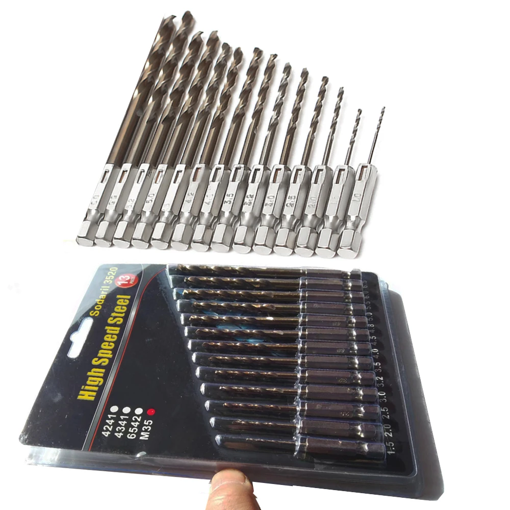 New patent new package 13 PCS 1.5-6.5mm M35 Cobalt Drill Bit HSSCO Twist Drill Bit Set 1/4\