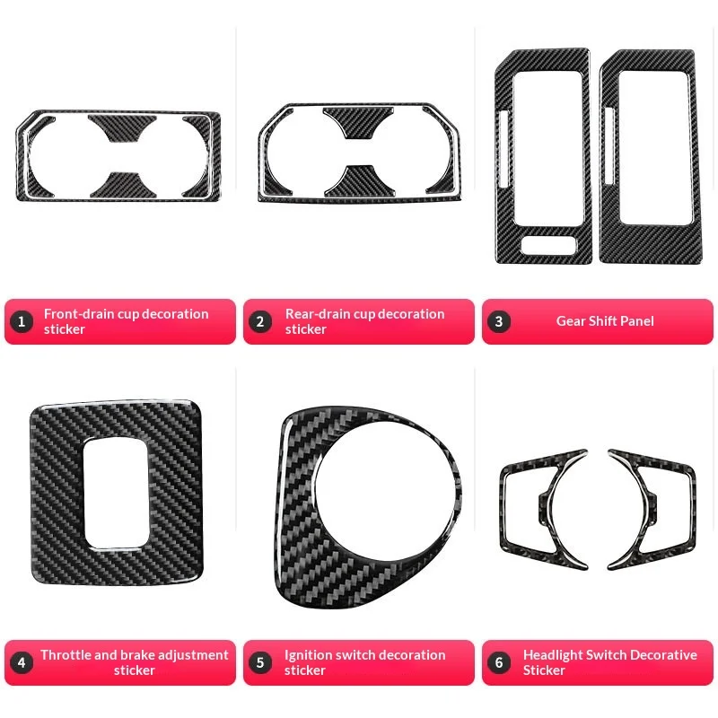 

For Ford Raptor F150 Carbon Fiber Interior Upgrade Kit Gear Shift Cup Holder Light Panel