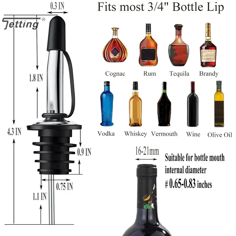 

3 шт./6 шт./12 шт., наливной станок для бутылок вина из нержавеющей стали, герметичный герметичный носик, пробка, дозатор для рта, уксус, конический