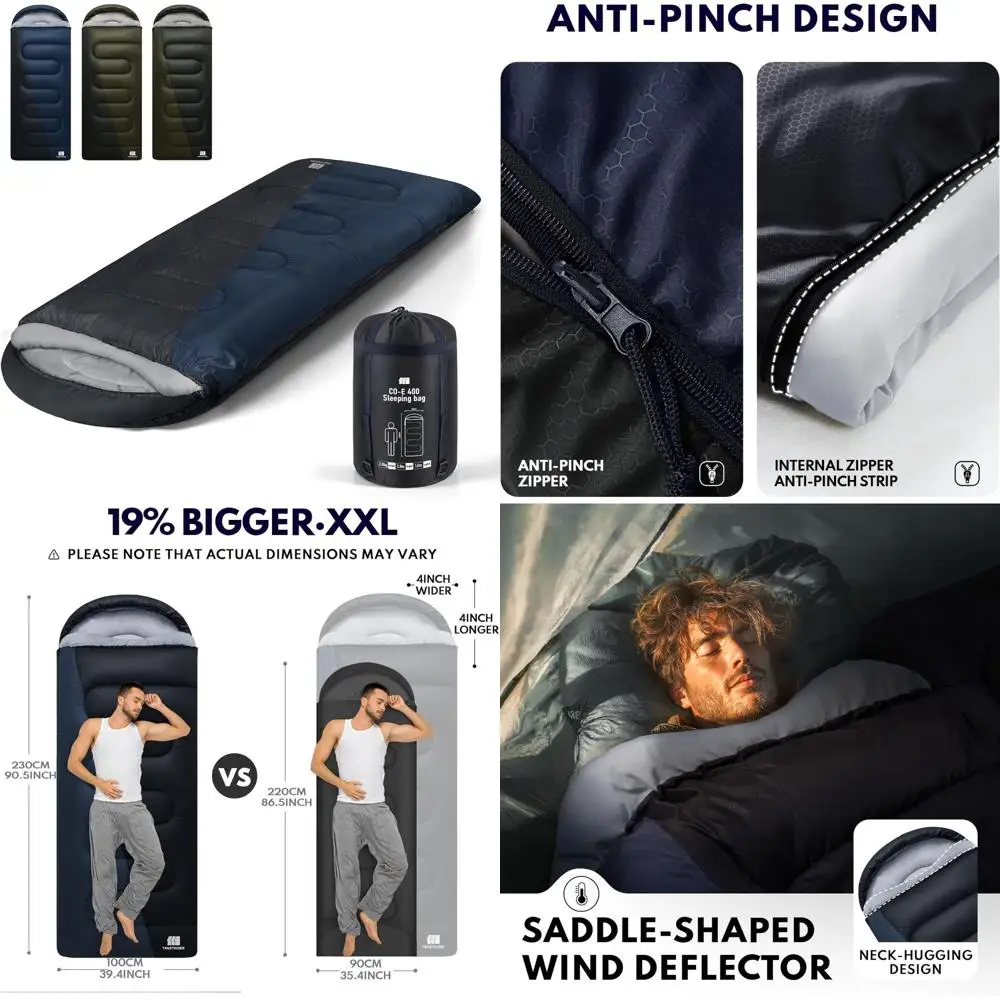 

Adults XXL Cold Weather Sleeping Bag for Winter Camping, Hiking, Hunting, and Traveling with Compression Sack