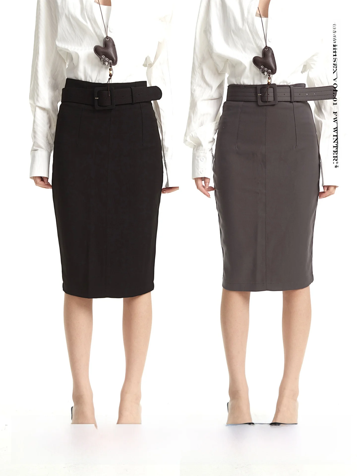 

UNCMHISEX ey Tailored Suit Skirt Women's Slim Fit Skirt with Slit for Busin And Casual Ocns