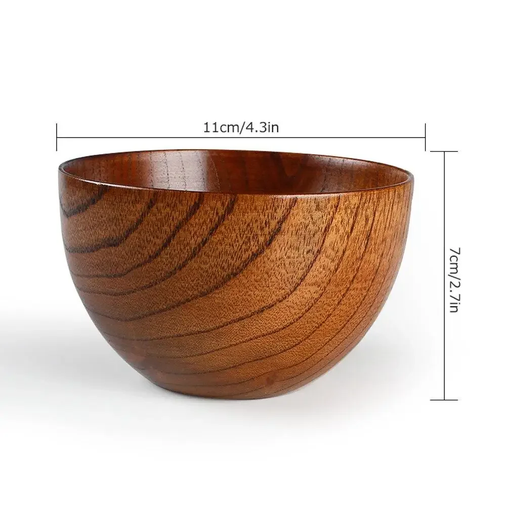 Japanese Style Wooden Bowl Natural Wood Tableware for Fruit Salad Noodle Rice Soup Kitchen Utensil Dishes Handmade Crafts