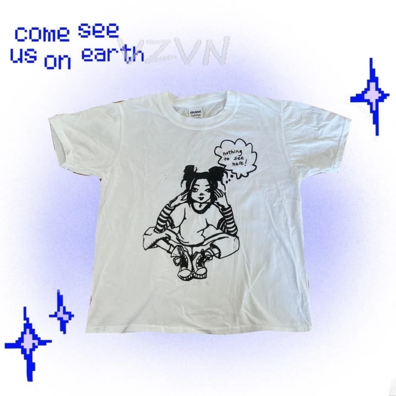 Clothing Female Y2k T-shirt 90s clothing Vintage Crop Top Women Baby Tees Y2k Tops Emo Graphic T Shirts Anime Girl Kawaii Gothic