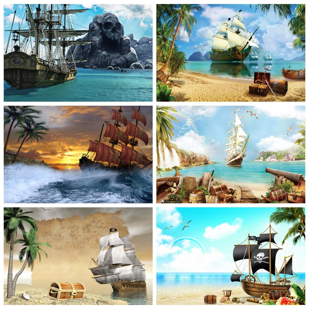 

Pirates Island Backdrop Ship Cruises Caribbean Sea Ocean Rock Photography Backgrounds Photo Portrait Party Decor Photo Shoot