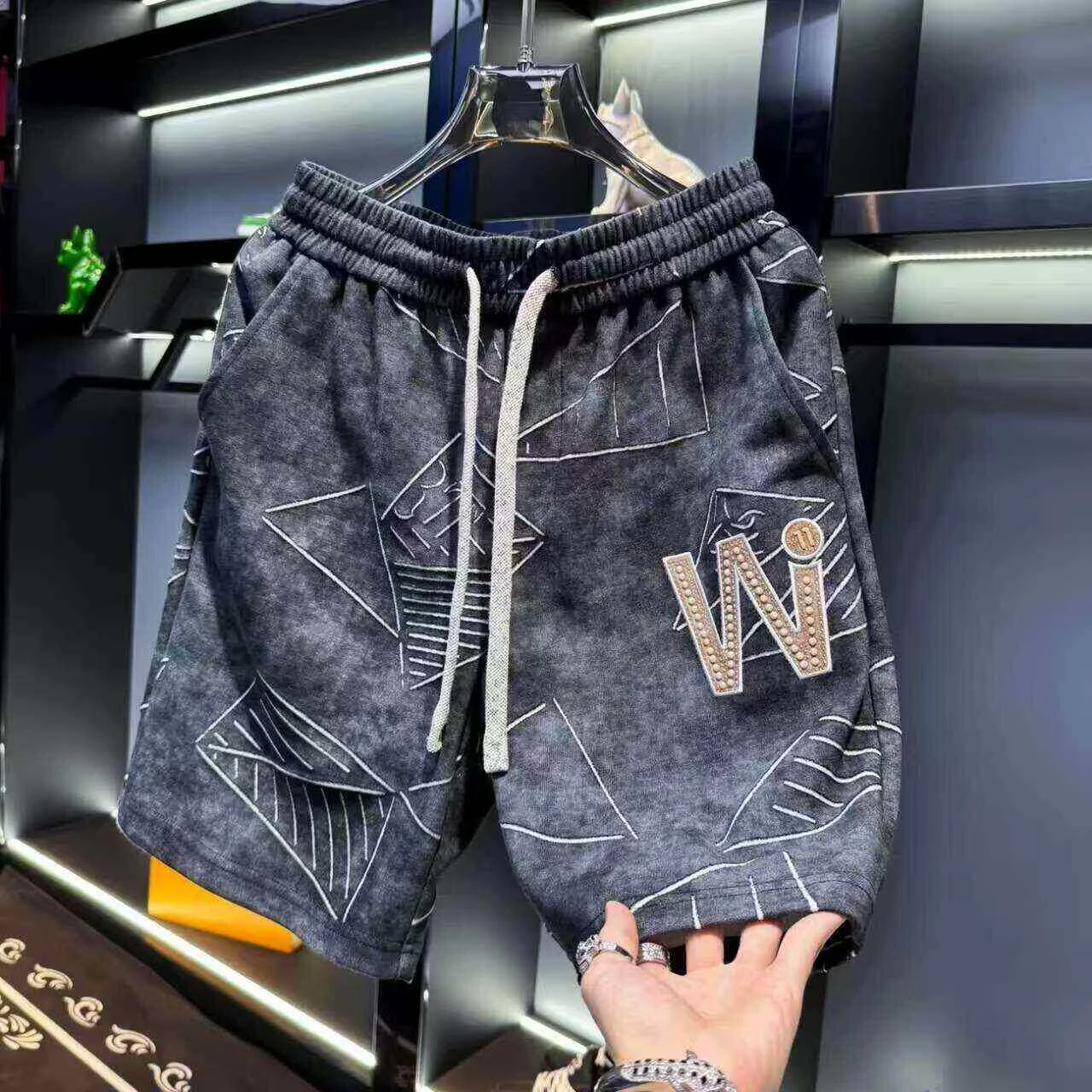 Ice Silk Quick Dry Fitness Training Shorts Men's Casual Running Outdoor Sports Four-Fifths Length Elastic Waist Straight Leg