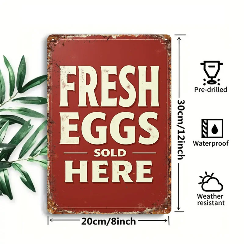 2D Flat - 1pc 2D Flat Decorative Plaque And Signs (20.32 cm by 30.48 cm, 20 by 30 Centimeters) Featuring a Fresh Eggs Design. Th