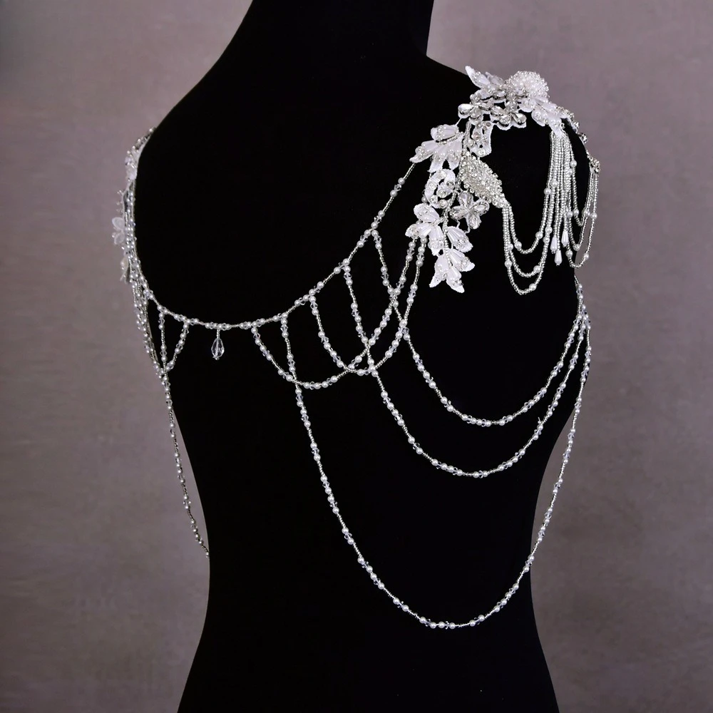 تخصيص اليدوية شال الزفاف انفصال الكتف سلسلة الديكور حفل زفاف ملابس الزفاف بوليرو اكسسوارات الزفاف