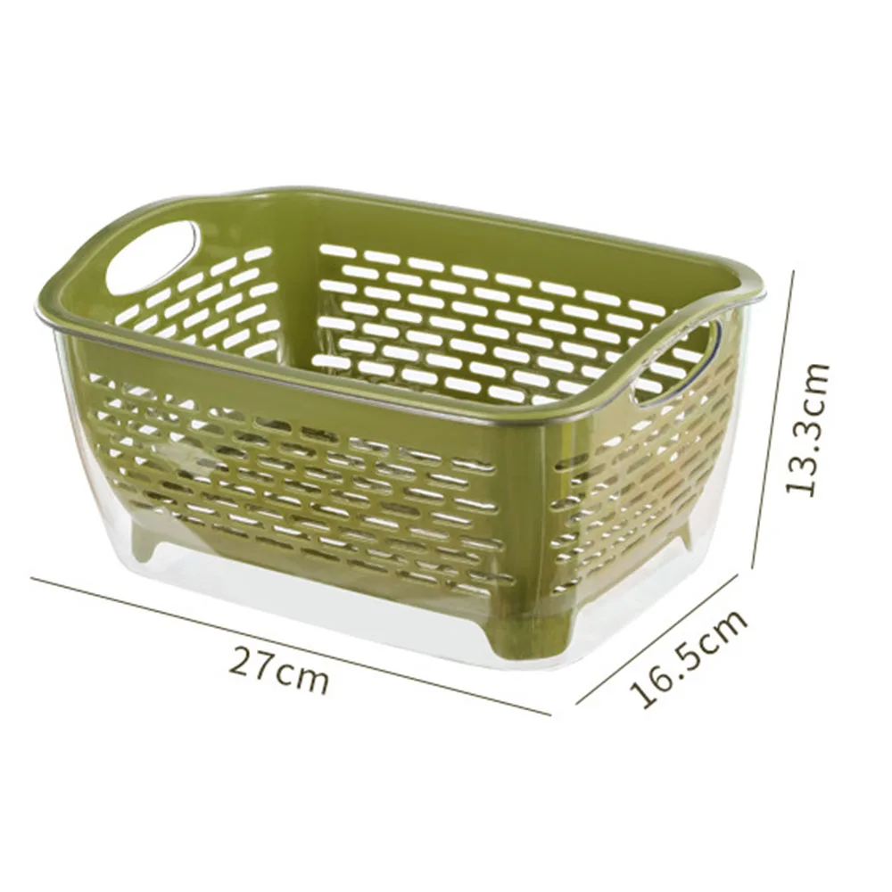 Pure-Color Double Layer Plastic Drainer Basket Practical Lettuce Leaf Drainer Tool For Vegetable Washing