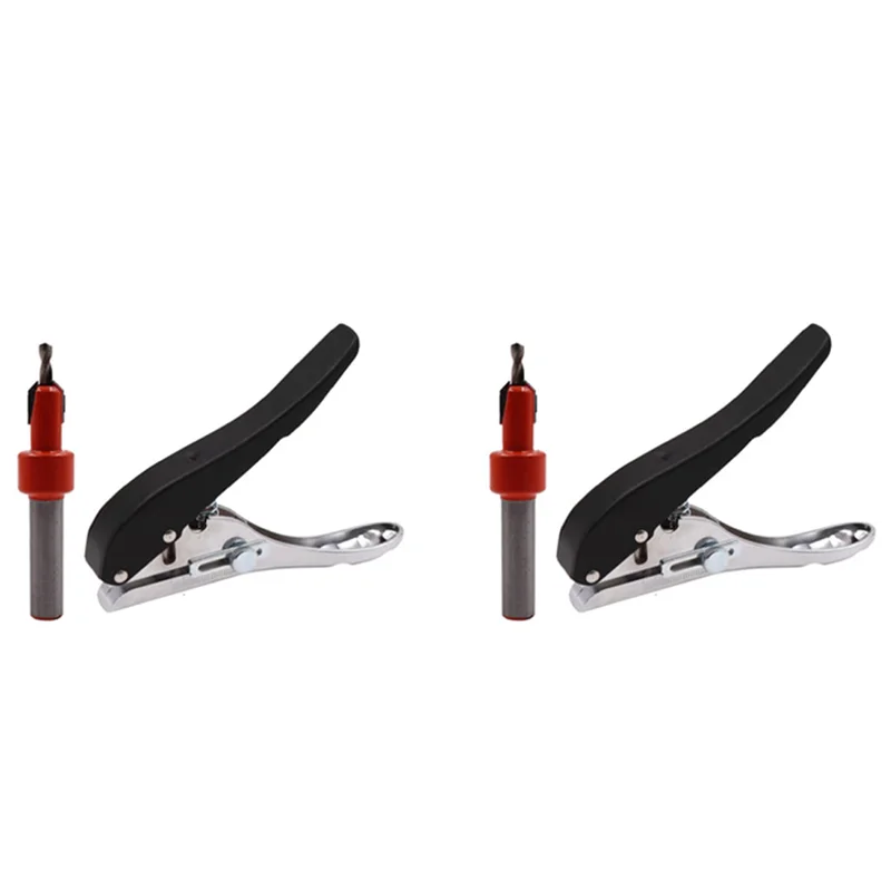 AC88-4Pcs Woodworking Tool Plier Card Hole Punch Set Paper Screw Cover With Countersink Drill 3.2Mm Adjustable Position