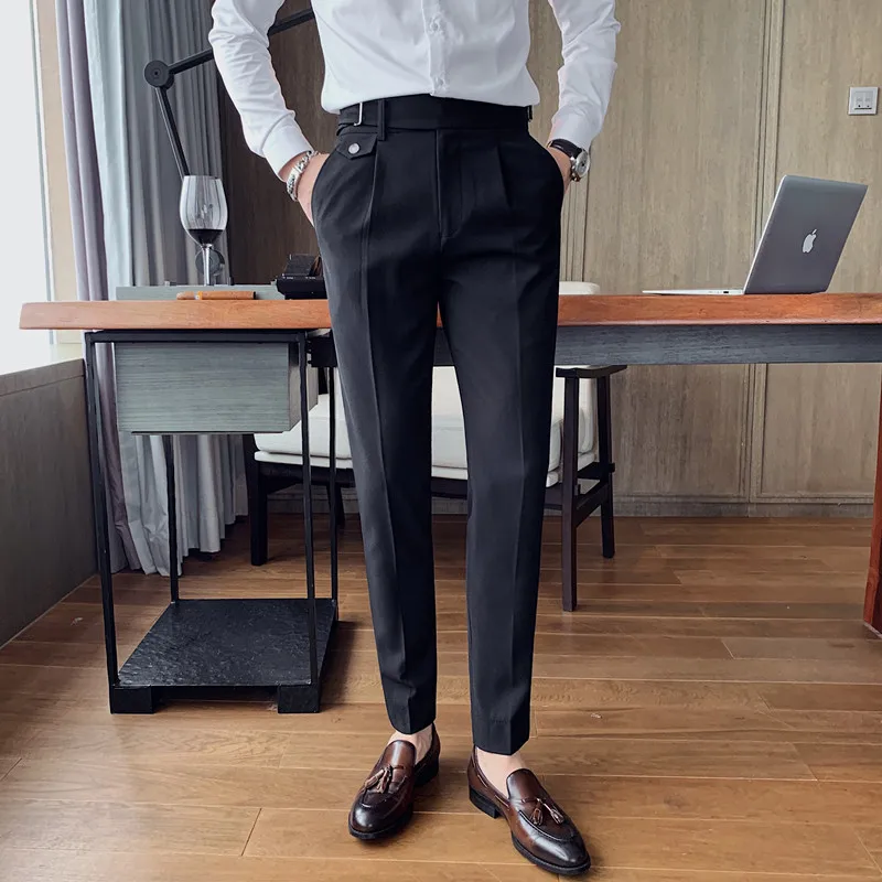 2023 Brand Clothing Fashion Spring High Quality Slim Fit Business Suit Pants/Male White Black Leisure Dress Trousers 29-36