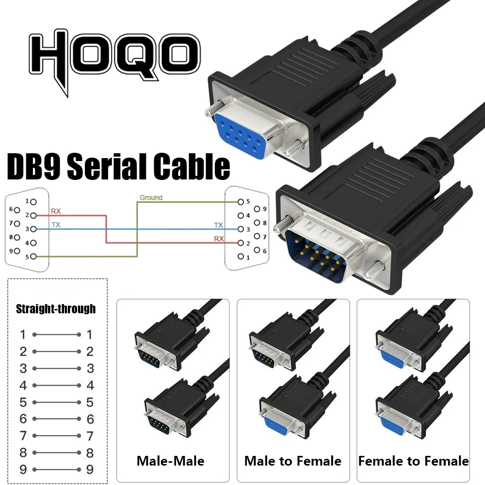 RS232 Cable to RS-232 DB9F to DB9F male to Female / male Connector DB9 Serial cable Null Modem cable