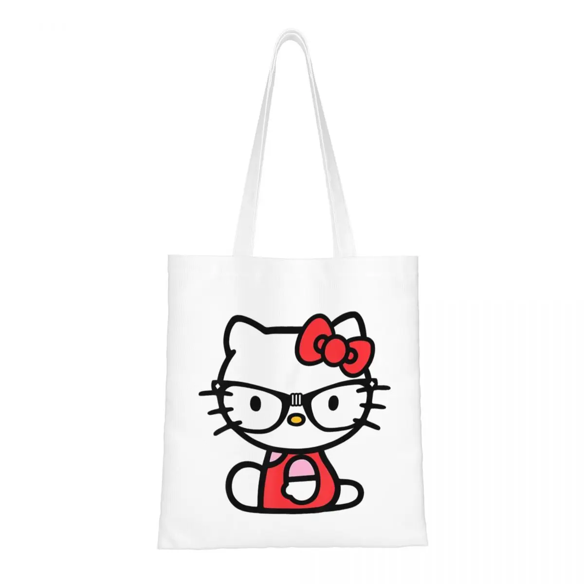 

Hello Kitty Nerd Tote Bags Women Handbag Foldable College Cartoon Shoulder Bag Printed Shopping Bag