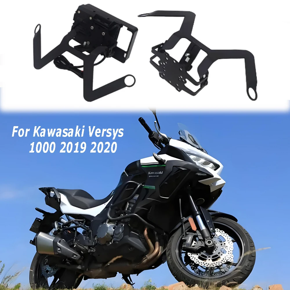 Suporte frontal para motocicleta para Kawasaki, Placa de navegação GPS, Acessórios, Versys 1000, 2019, 2020