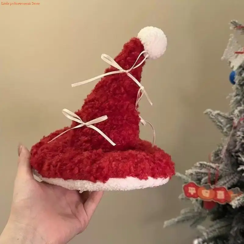 F92D Santa  Hairpin Realistic Christmas Hat Hair Clip Elaborate Barrette Furry