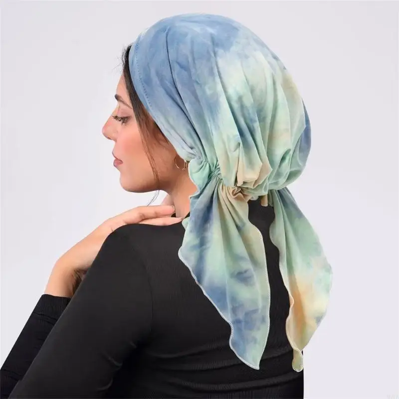 2026 New Colorful  Head Wrap Double Loop Closure  Daily Use Curved Hair Cover Hat