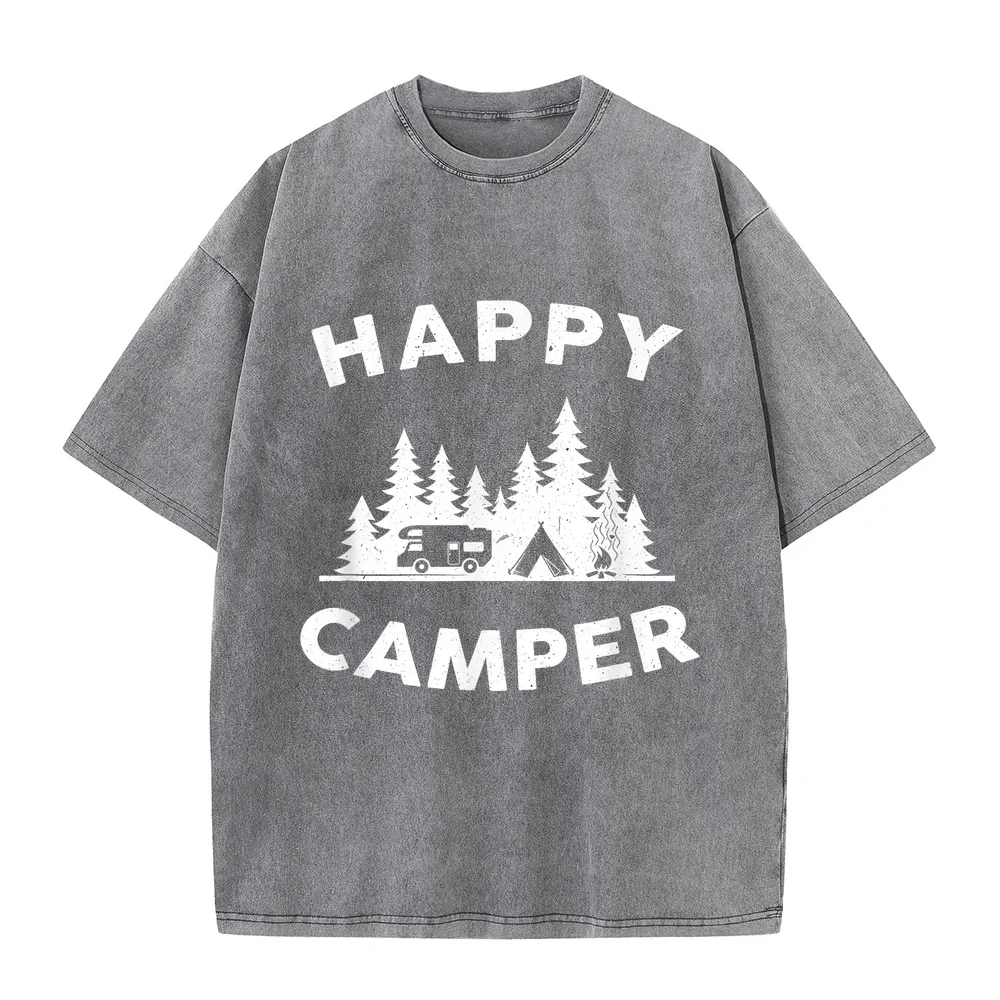 Happy Camper Camping T-Shirt for Men Women and Kids All Cotton T Shirt 100 Tee Funny Quote Summer Top Humor Casual Graphic