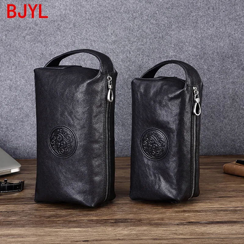 

Genuine Leather Clutch Bag Leather New Clutches Bag Men Business Fashion Mobile Phone Bags Black Soft Cotton Versatile Zipper --