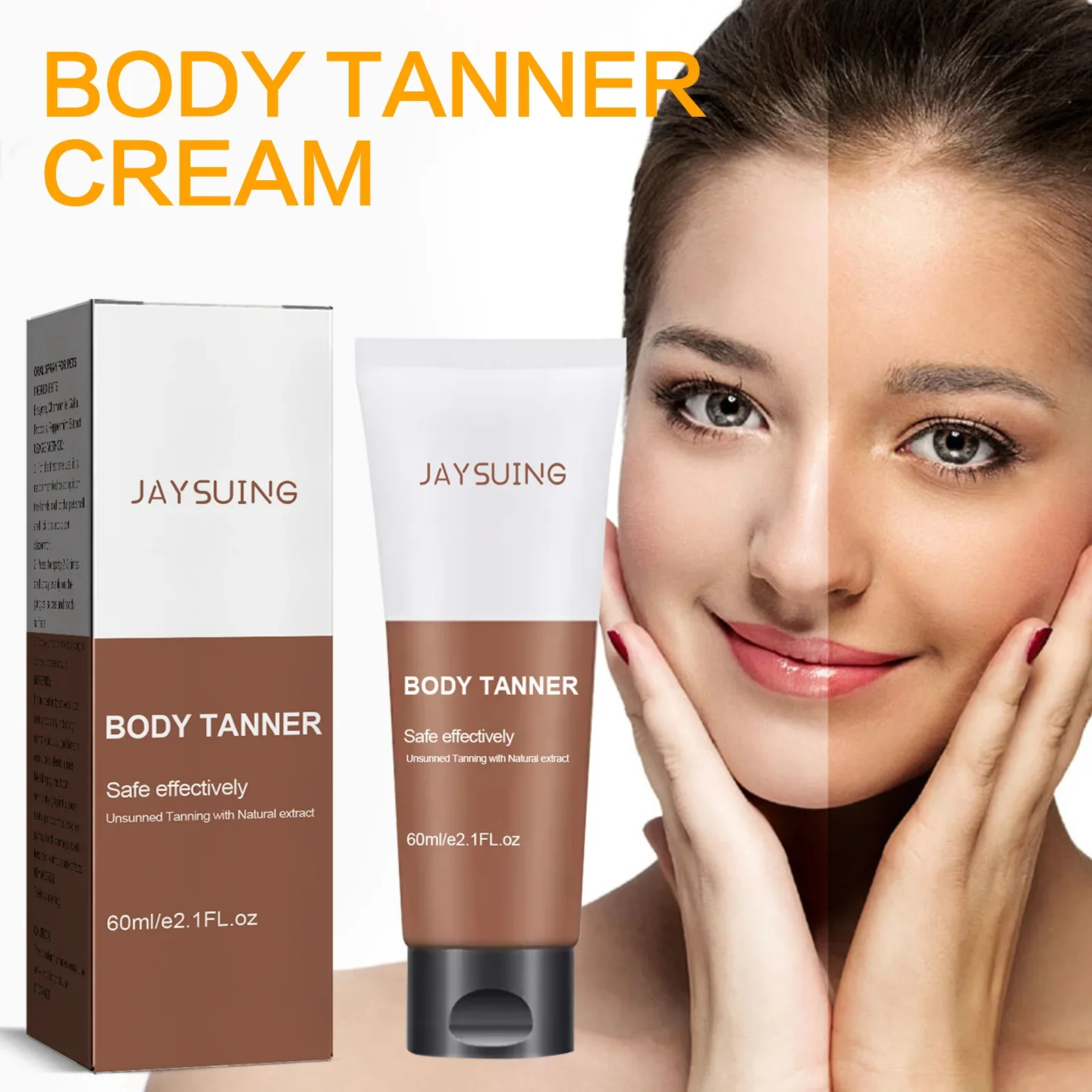 Self Tanning Cream Natural Sunless Quick Create Brown Shine Skin Long Lasting Bronzer Fake Tan Summer Beach Tanning Booster 60ml