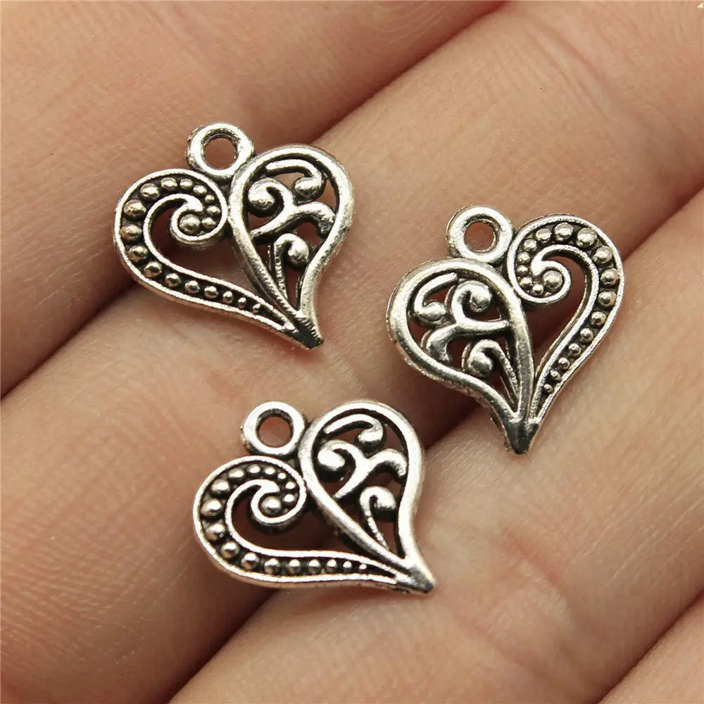 Grid Heart Couple Wedding Charm Pendant Alloy Love Theme For DIY Bracelet Necklace Jewelry Making Supplies - view 4