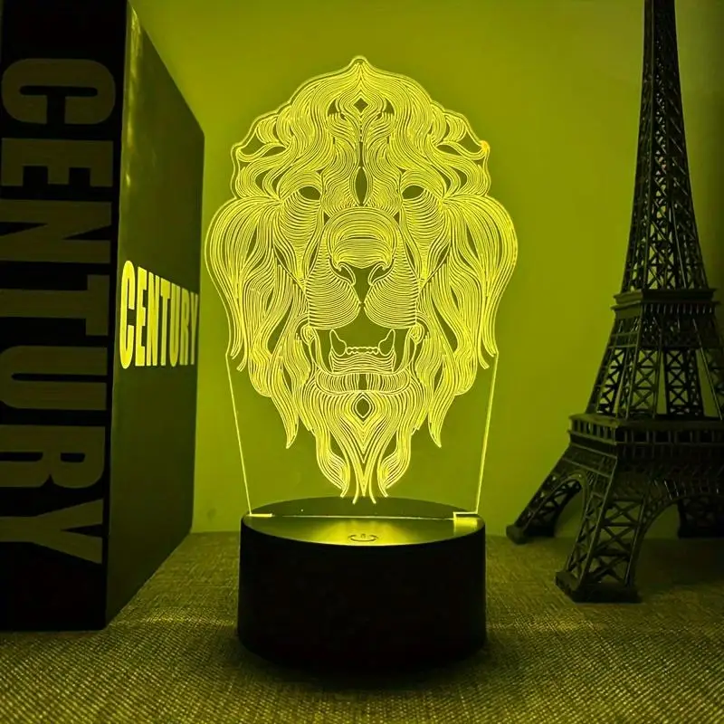 3D Nachtlicht Löwe kreative Desktop Schlafzimmer Atmosphäre Dekoration Licht 7 Farbe LED Tisch lampe Home Office Dekor Geschenk idee USB