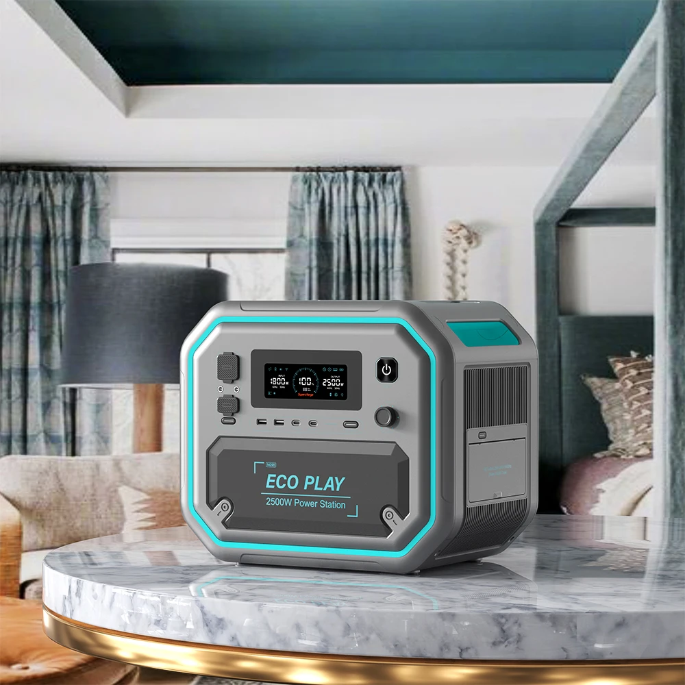 2500W Portable Power Station Solar Generator with Hyper Flash Charging Energy System, UPS and LiFePO4 Battery Power Station