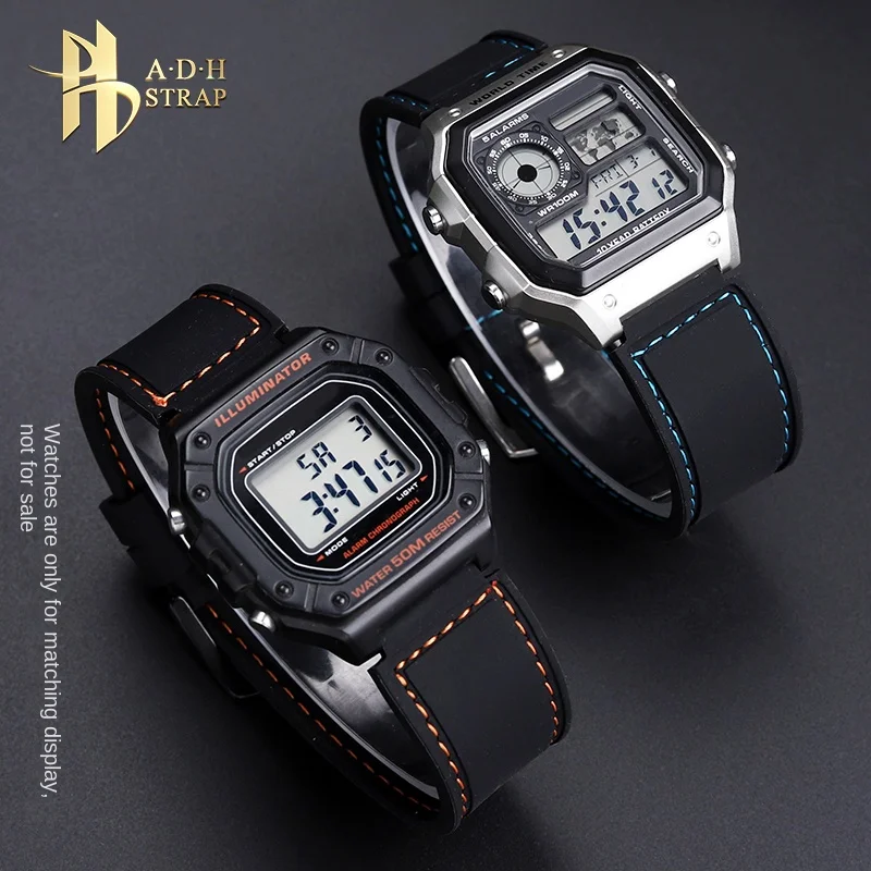 Correa de silicona para reloj Casio, correa de silicona elevada modificada para reloj Casio DW-5600, GW-M5610, AE-1200, AQ-S810, 16, 18mm, resistente al agua