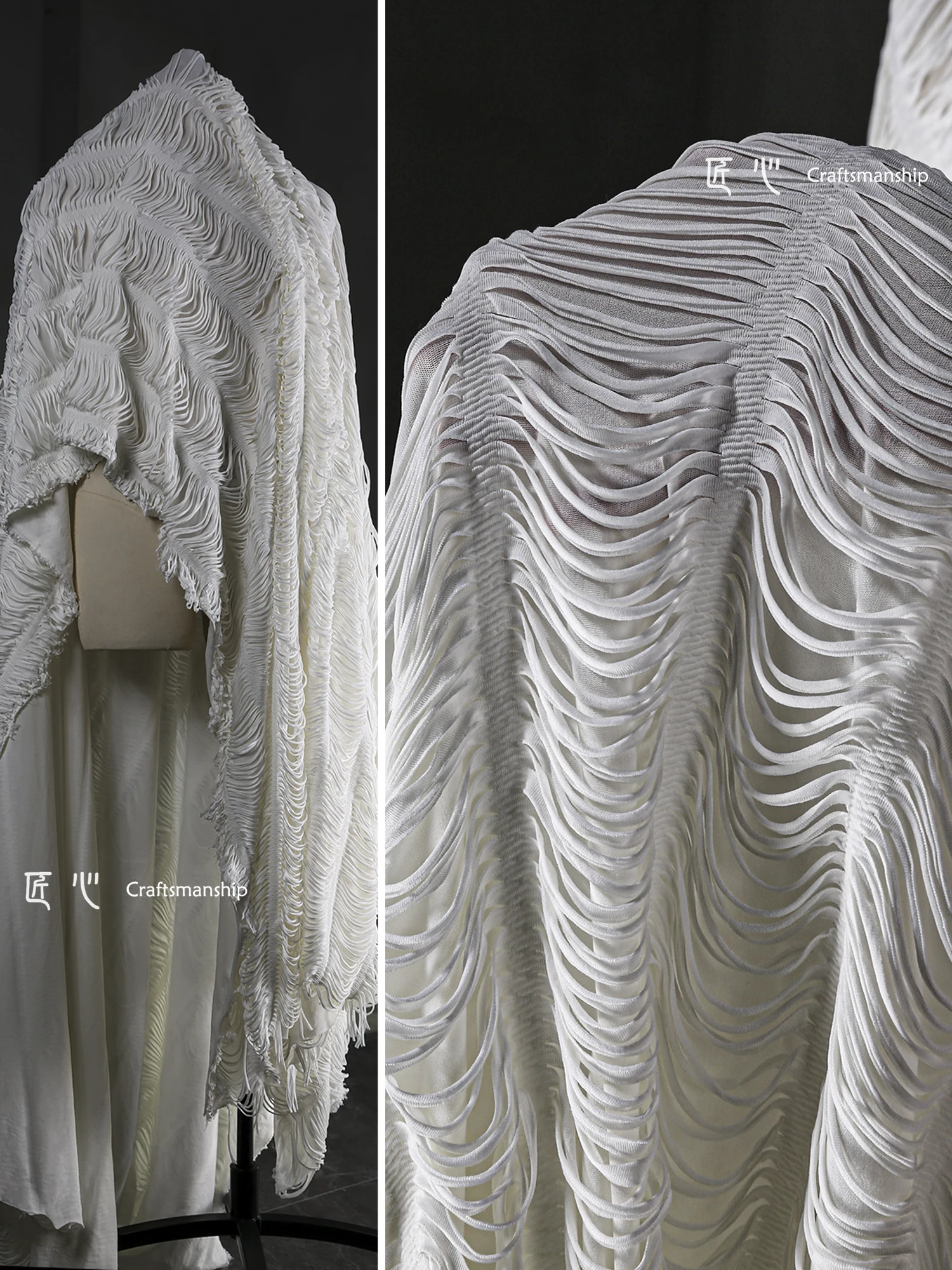 White Paper-Cut Double-Layer Knitted Fabric Elastic Soft Creative Base Skirt Coat Sweater Clothing Designer Fabric