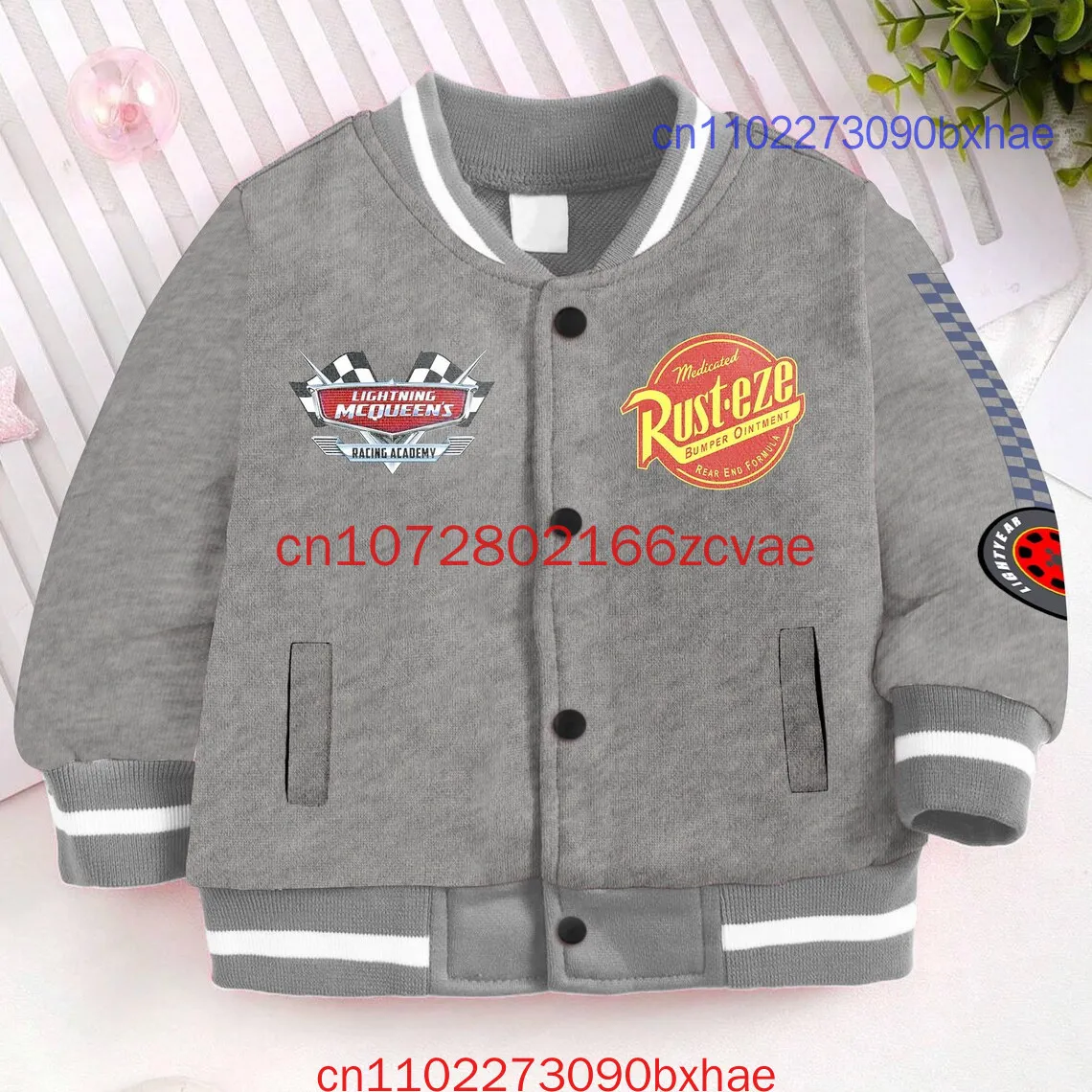 Disney Lightning Mcqueen 95 Think Fast Jaket Baseball Anak dan Remaja Jaket baseball pria Halloween dengan cetakan 3D