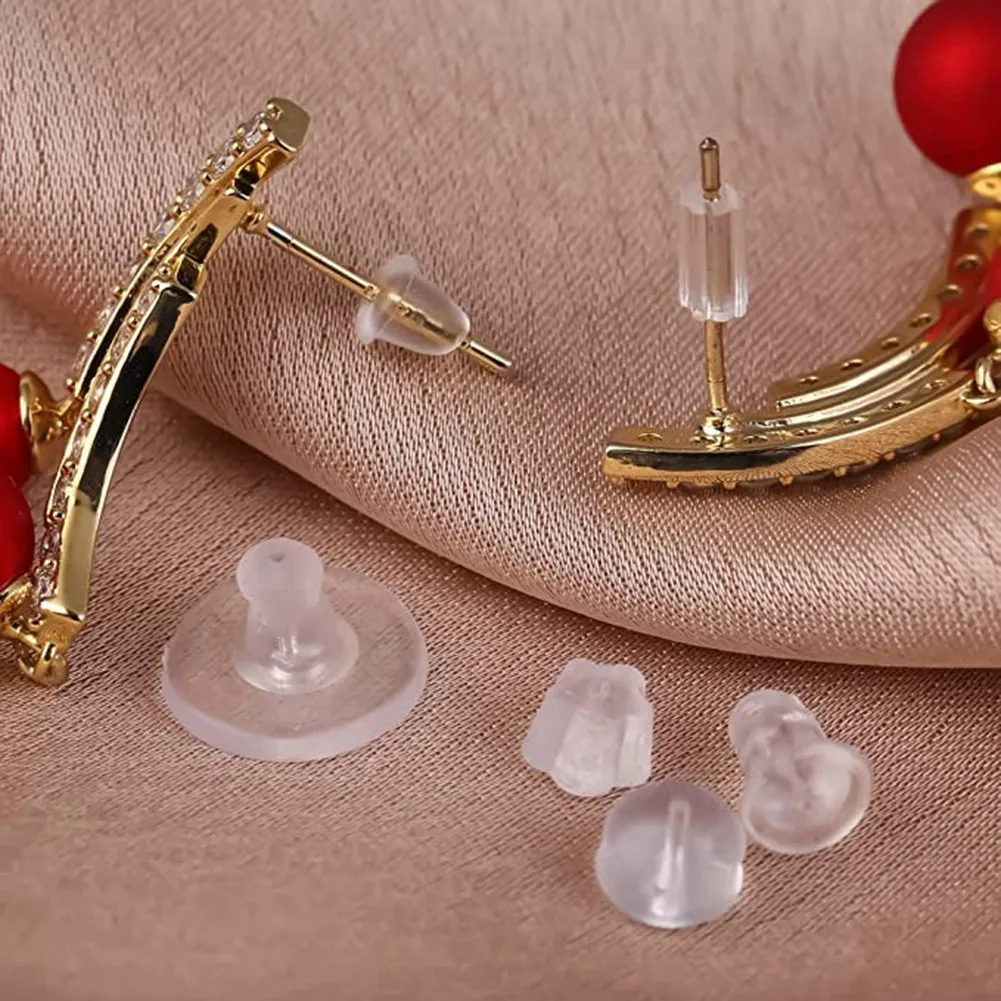 HHTL Earring Silicone Earring Back 6 Clear Rubber Earring Safety Back Plug Replacement Kit (550 -600Pcs)