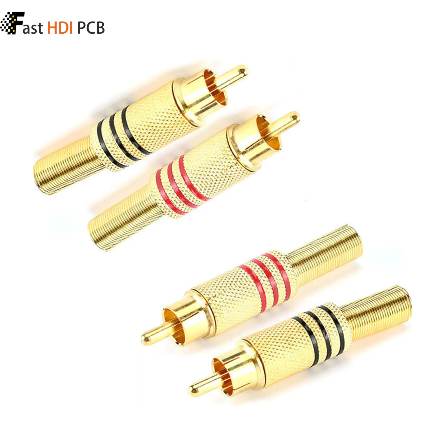Gold Plated RCA Male Plug Solder Type Red/Black Color Ring for Audio Video AV Cable DIY Connector – Phono Plug for Audio Speaker