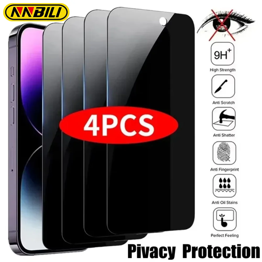 

4PCS Anti-peep Temered Glass For Vivo Y29S Y03 Y15S Y19S Y12 Y01 Y04 Y36 Y27S Y58 Y39 Y38 Y28 Y29S Screen Protector Full Cover