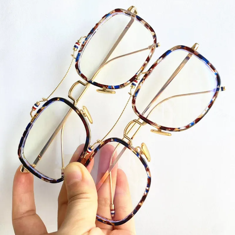 

Fashion Anti-Blue Light Glasses Double Beam Optical Eyeglasses Square Spectacles Unisex Alloy Temples Eyewear Ornamental