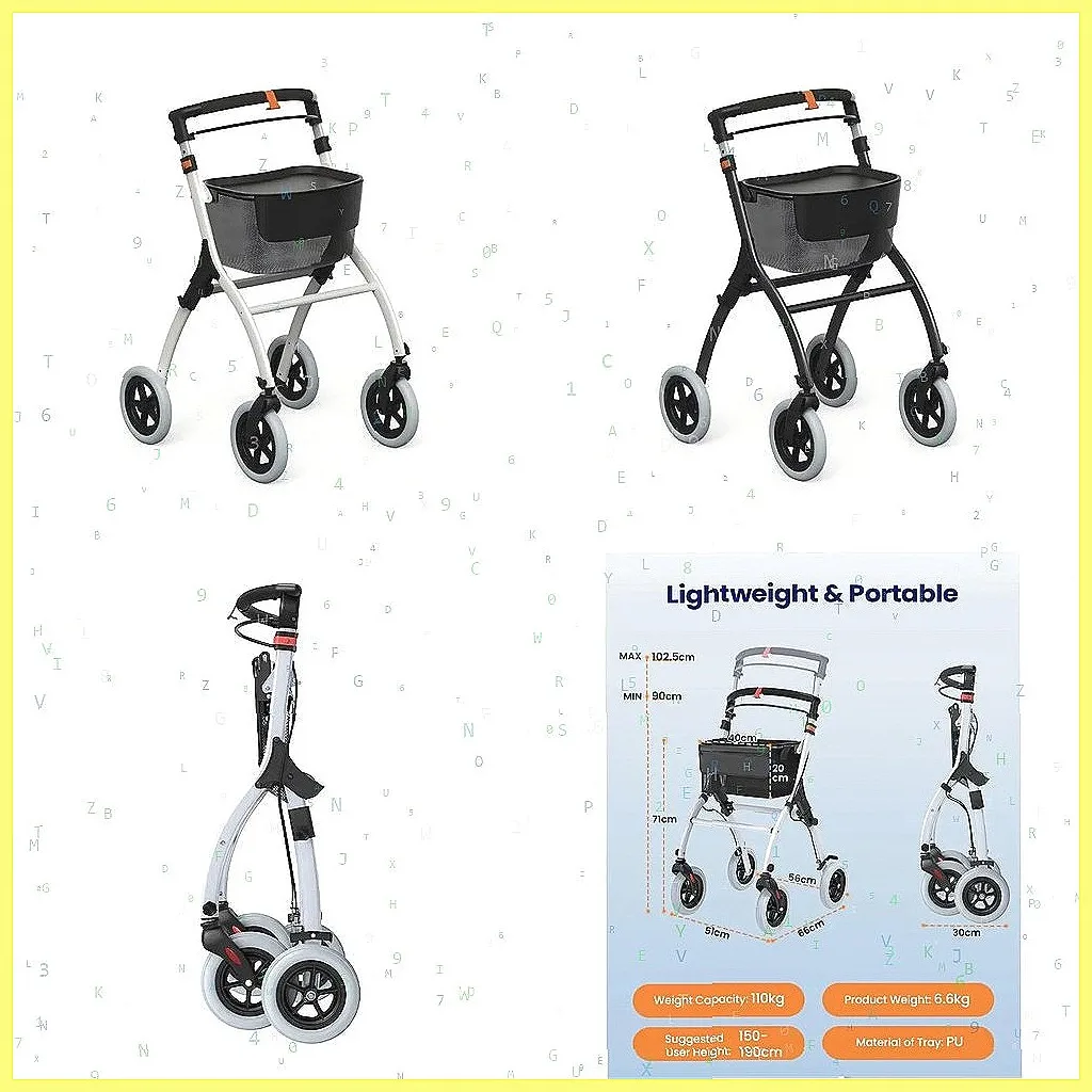 Folding Walker Wheelchair with Soft Seat, Portable Mobility Aid for Seniors & Adults