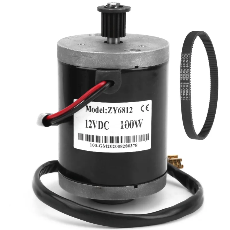 

Высокоскоростной щеточный электродвигатель 12В 100Вт с ременным приводом 384P для электросамоката