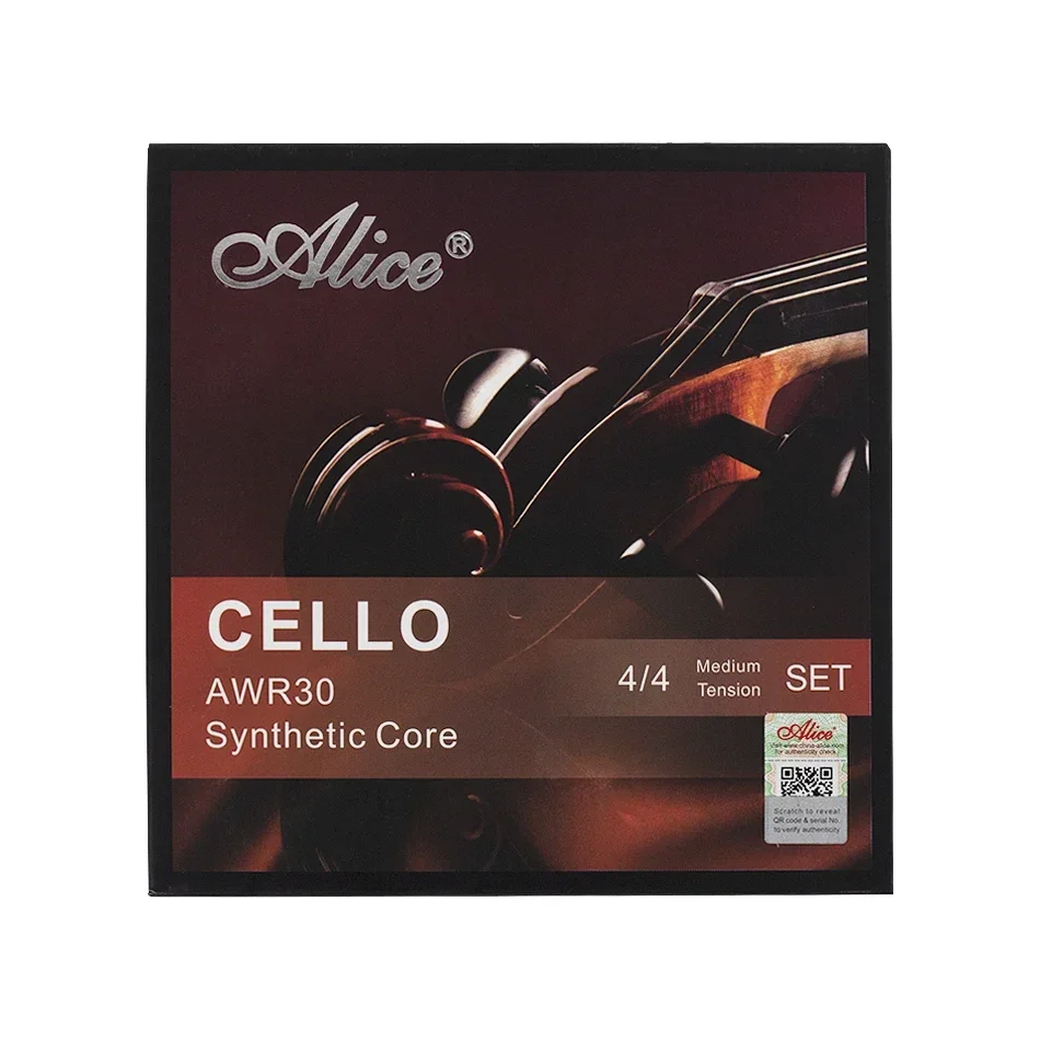 Alice AWR30 Cello Strings Ni-Cr Winding and Multifilament Synthetic Nylon Core For 4/4 Cello Performance Using Cello Strings