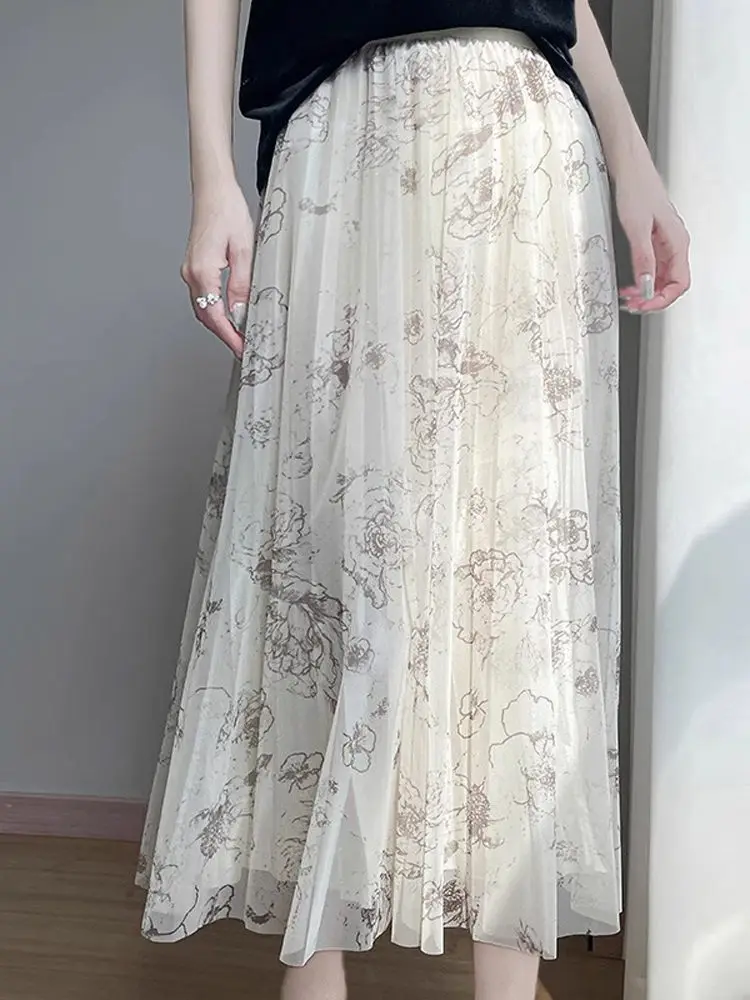 

Ele утягивающая юбка-миди трапециевидной формы с цветочным принтом и асимметричным подолом, женская весна 2022, слиповая юбка с высокой талией