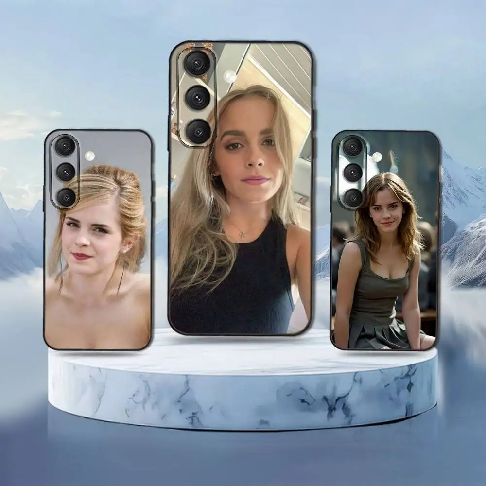 حافظة هاتف الممثلة E-Emma W-Watson لهاتف سامسونج جالاكسي S25، S24، S21، S22، S23، S30، Ultra، S20، Plus، Fe، Lite، Note، 10,9,5G غطاء أسود