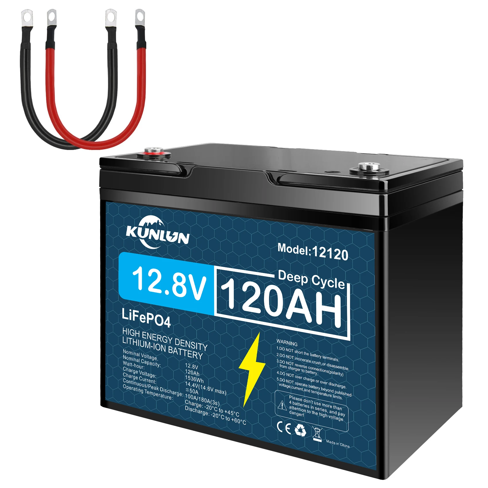 

KUNLUN 12V 120Ah/60Ah LiFePo4 Battery Pack For 4S4P BMS RV,Boat Motors,Solar Powerlar Wind 12.8V Lithium Iron Phosphate Battery