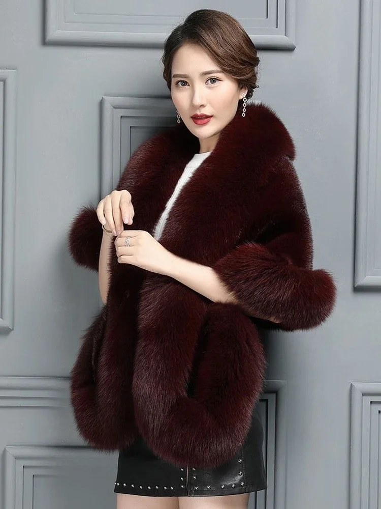 女性のためのairborne Fur Shawl Cloak、厚くて暖かい、フルヌードのウェディングドレス、新しいファッション、x1090、2024