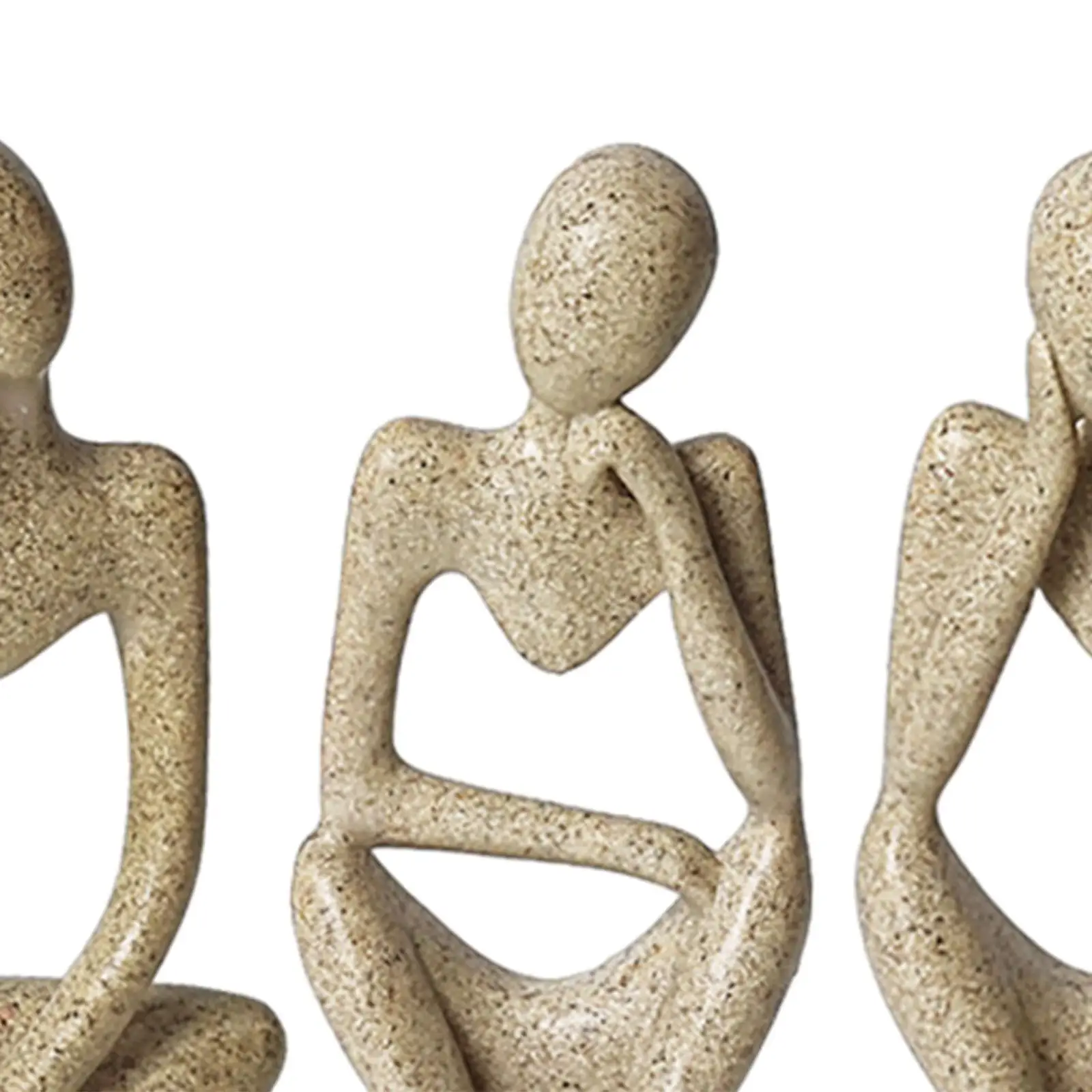 3 Pieces Resin Abstract Thinker Figurine Decorative Table Ornament Hand Crafted Modern Art for Livingroom Multifunctional