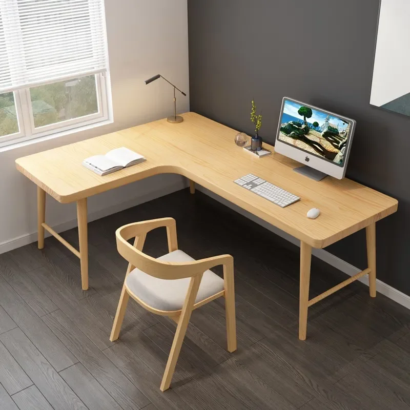 for Nordic L Shaped Corner Computer Desk Home Study Log Color Office Staff Single Workstation
