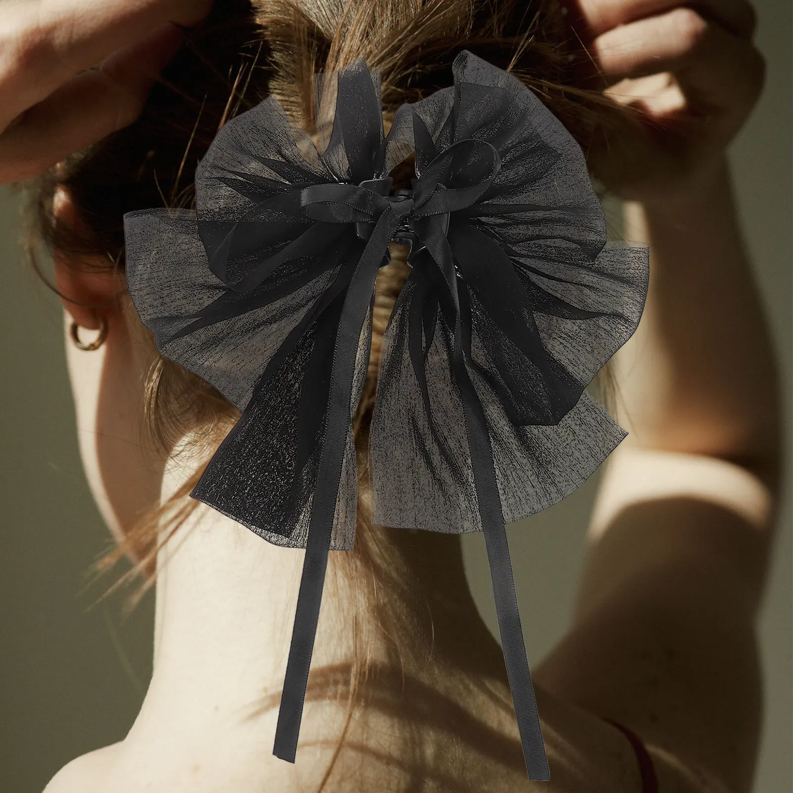 

Seersucker Hairpin Claw Clips Double Sided Fabric Bow Medium Attention Hairstyle Women Accessories Thin Hair Stylish Practical