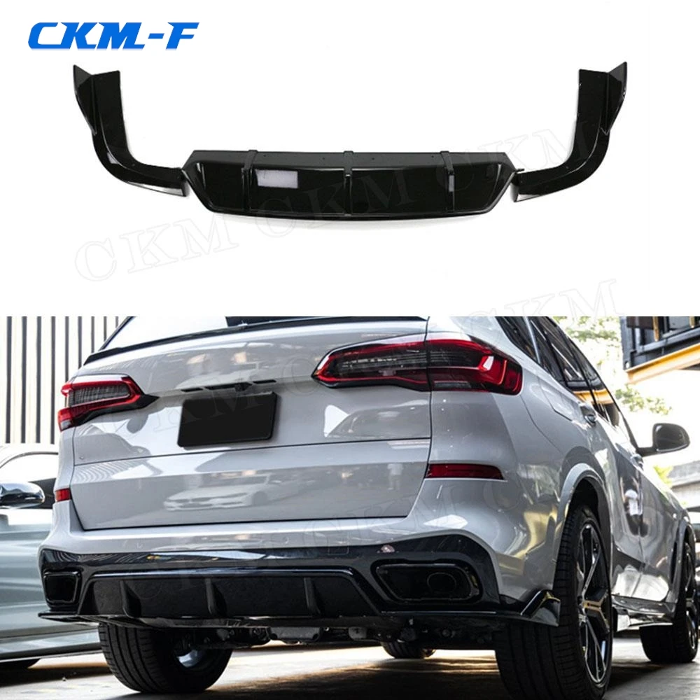 

3Pcs/set Gloss Black Rear Bumper Lip Spoiler Splitter for BMW X5 G05 M sport 2019+ Car Styling Carbon fiber Rear Diffuser