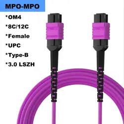 MPO to MPO Fiber Optic Cable 8/12 Core OM4 Multi-Mode 40Gb/100Gb Fibers Female For QSFP+Transceivers MTP Compatible Application
